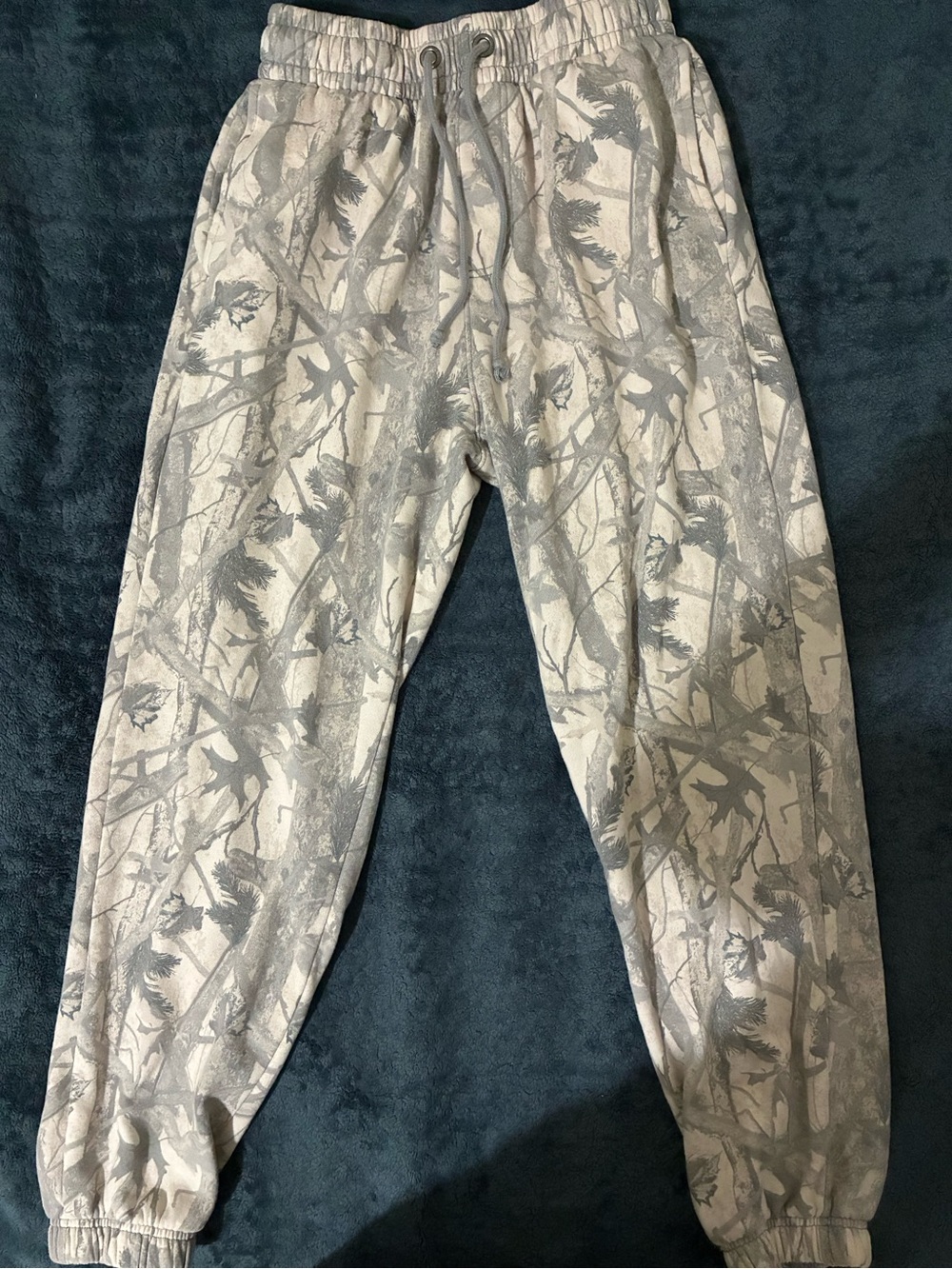 Mens Gray Camo Jogger Pants - Elastic Waist & Ankle